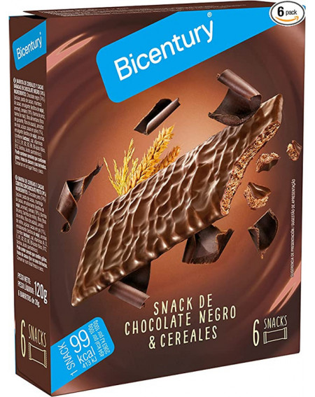 Barritas Cereal Chocolate Negro Sin Gluten Bicentury 102gr