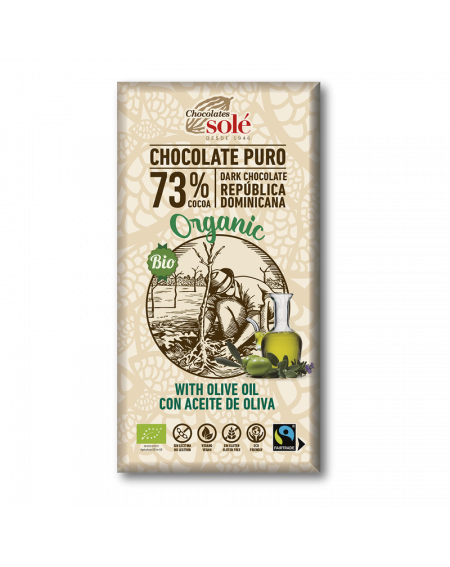Chocolate Negro 73% con Aceite de Oliva Eco Sin Gluten Sole 100g