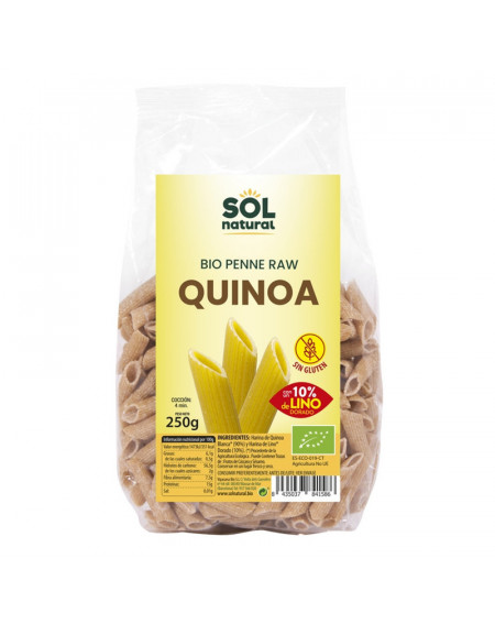 Macarrones Quinoa Lino Bio Sin Gluten SolNatural 250gr
