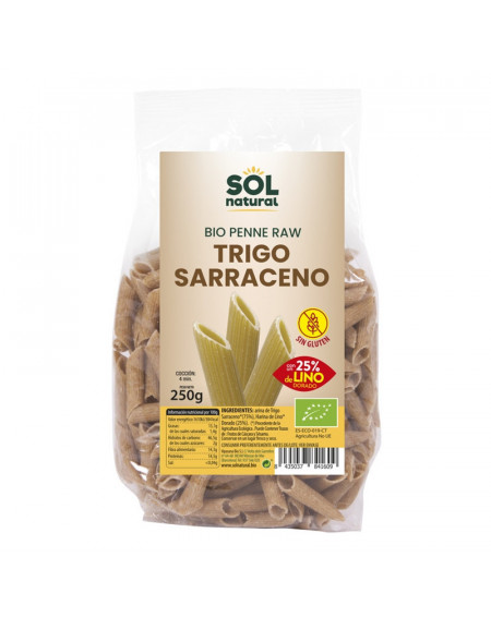 Macarrones Trigo Sarraceno y Lino Sin Gluten SolNatural 250gr
